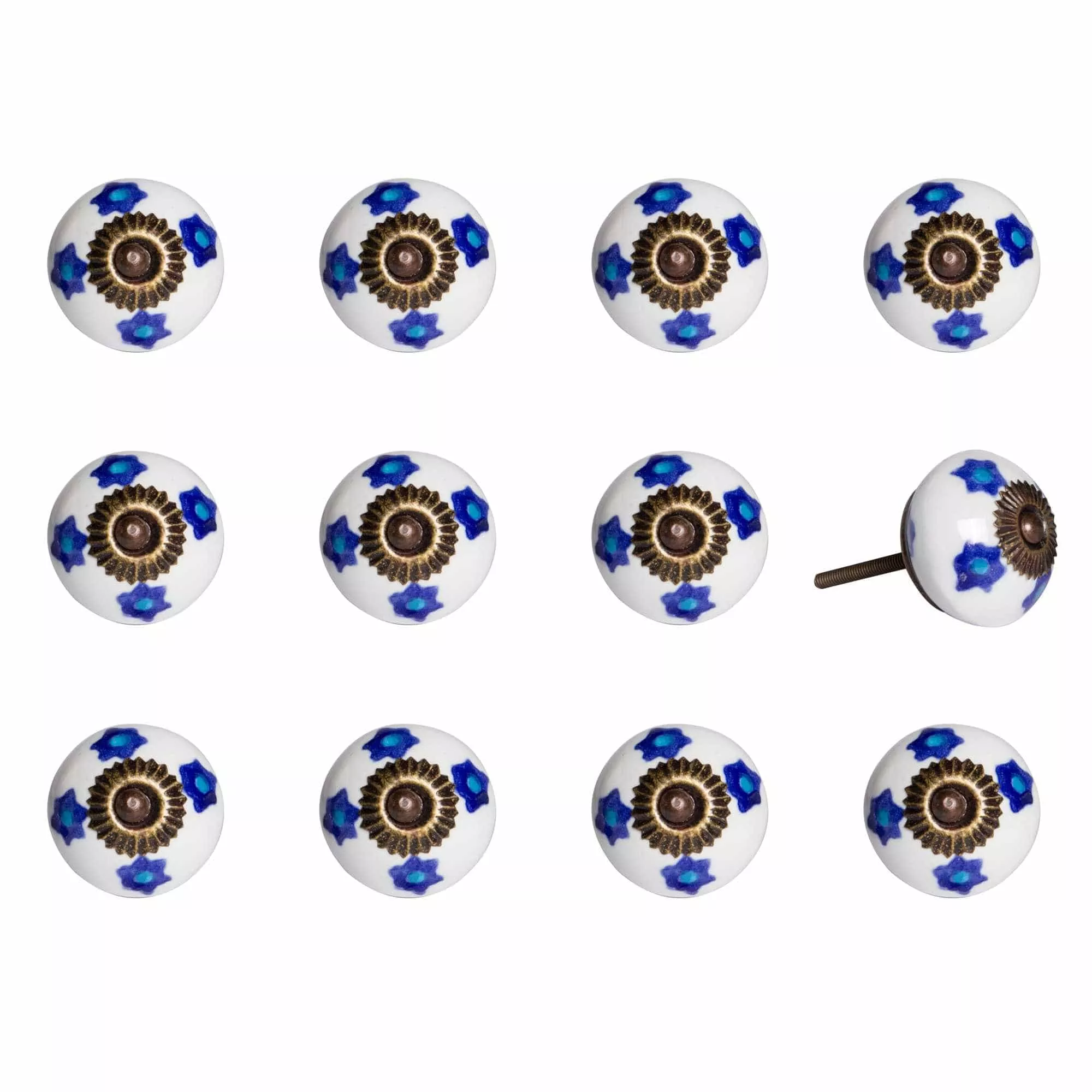 1.5″ X 1.5″ X 1.5″ White Blue And TurquoiseKnobs 12 Pack