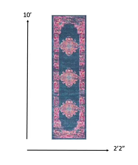 10′ Blue Dhurrie Runner Rug