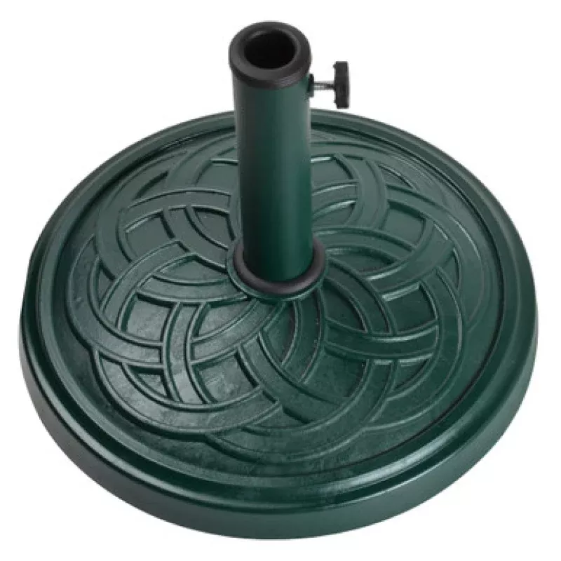10 Celtic Knot Forest Green Resin & Marble Outdoor Patio Umbrella Base | Pool Central