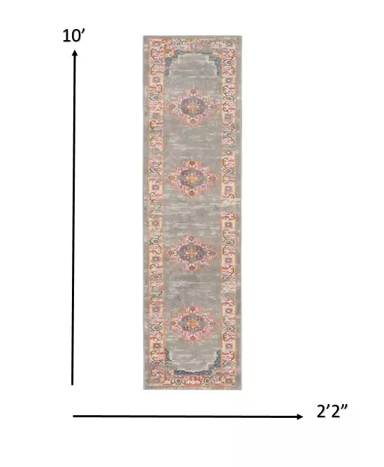 10′ Gray Power Loom Runner Rug