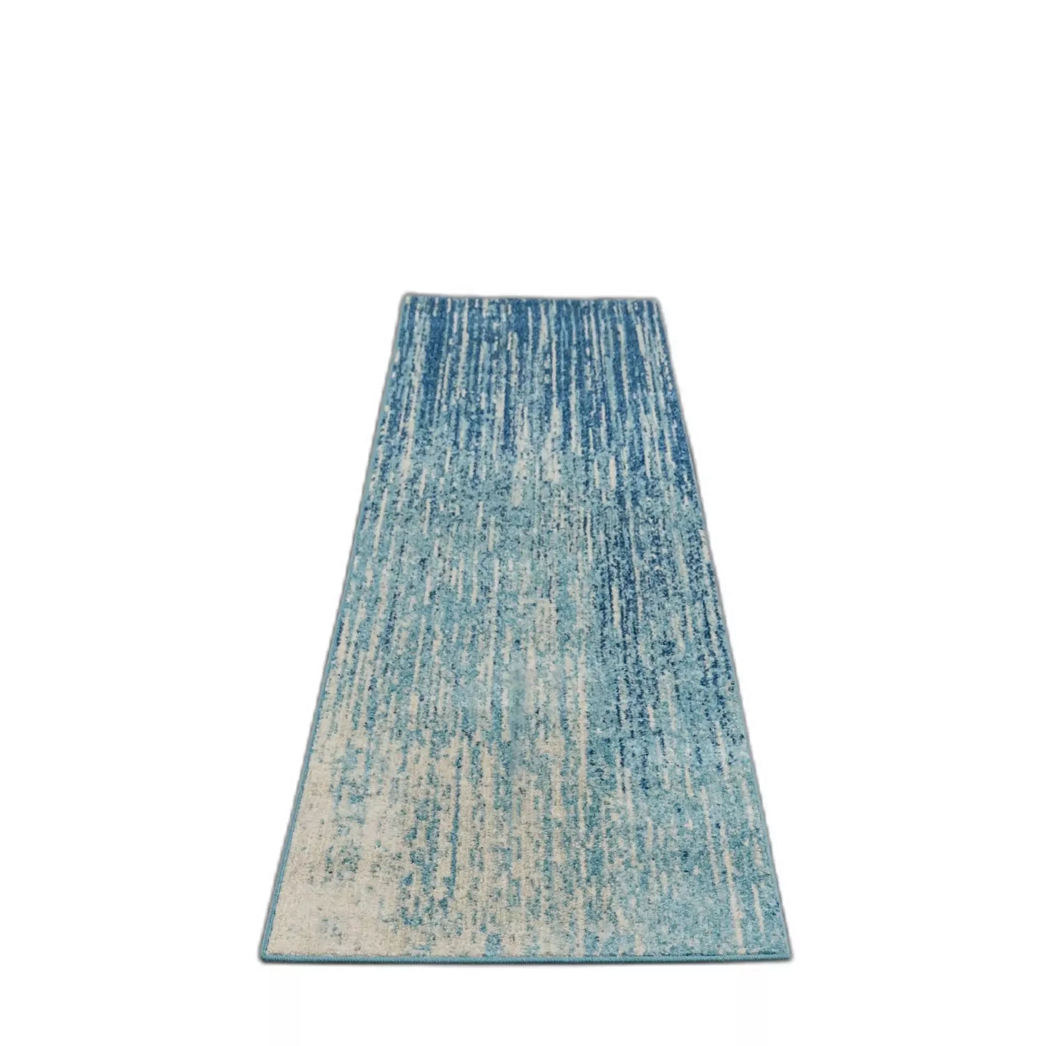 10′ Ivory And Blue Abstract Power Loom Runner Rug