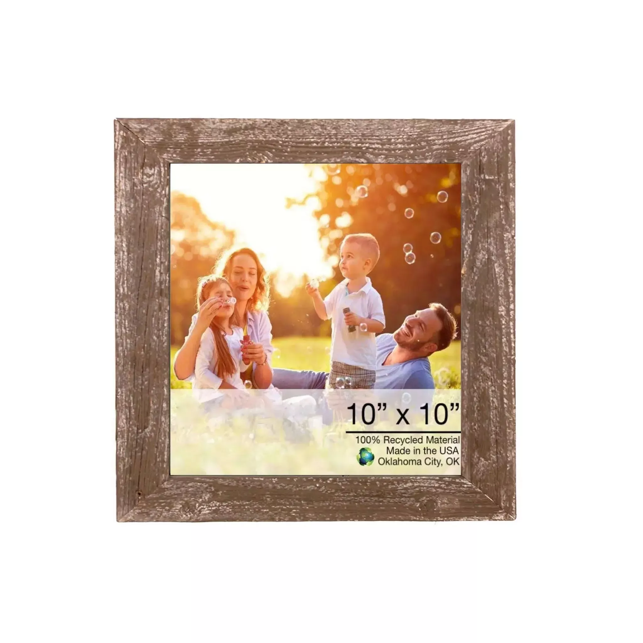 10” X 10”Rustic Farmhouse Brown Wood Frame