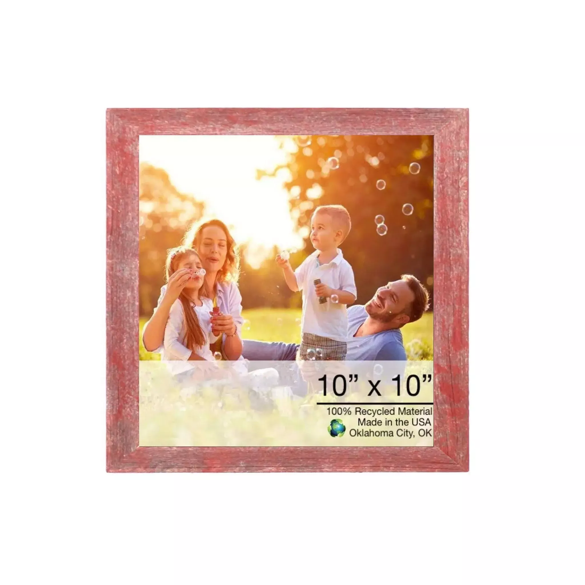 10” X 10”Rustic Farmhouse Red Wood Frame