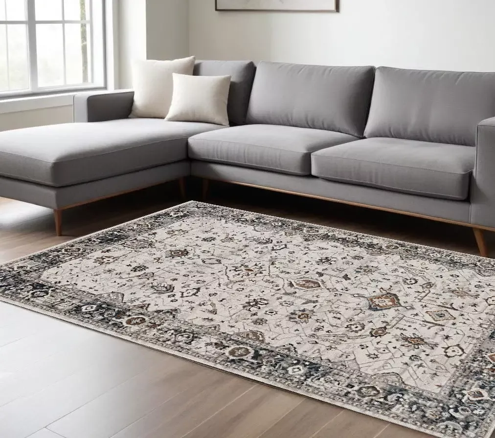 10′ X 13′ Gray and Ivory Area Rug
