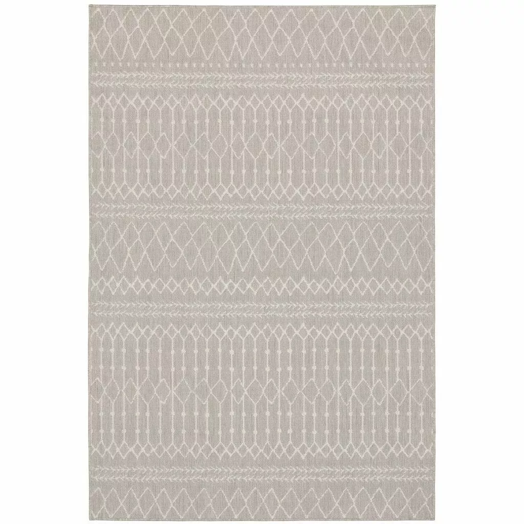 10′ X 13′ Gray and Ivory Indoor Outdoor Area Rug