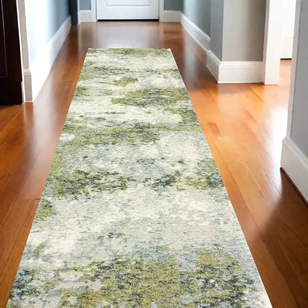 10′ X 14′ Blue Green Power Loom Runner Rug