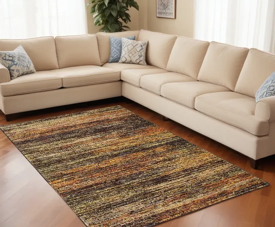 10′ X 14′ Gold And Slate Abstract Area Rug
