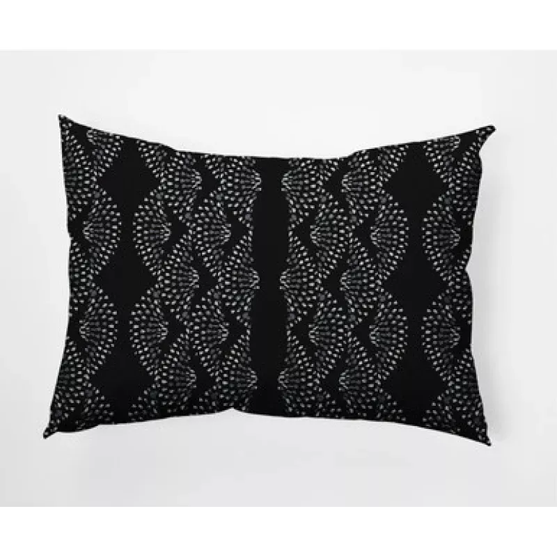 14 x 20 Black & White Dotted Decor Rectangular Outdoor Throw Pillow | Pool Central