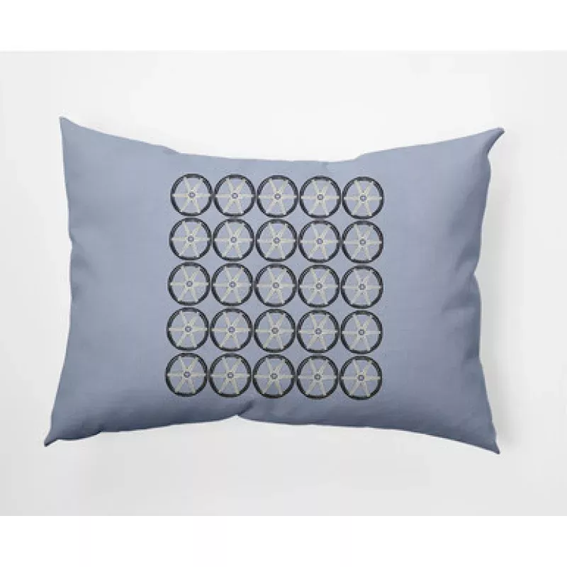 14 x 20 Blue & Black Nautical Geo Rectangular Outdoor Throw Pillow | Pool Central