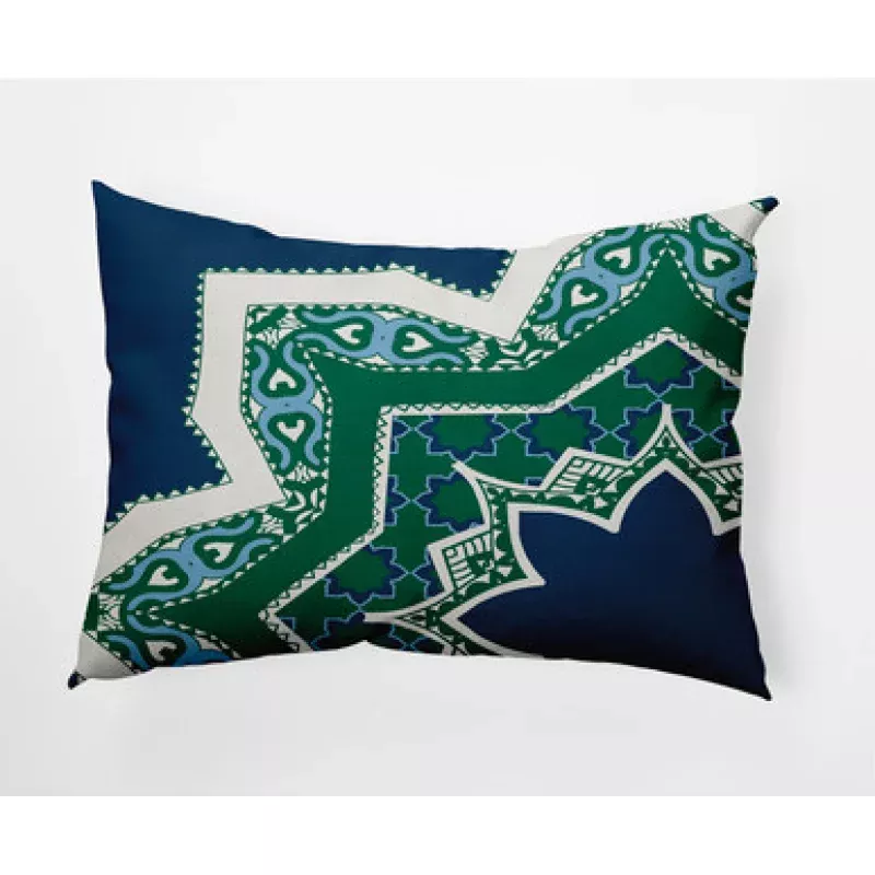 14 x 20 Blue & Green Rising Star Rectangular Outdoor Throw Pillow | Pool Central