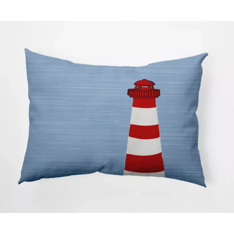 14 x 20 Blue & Red Light House Rectangular Outdoor Throw Pillow | Pool Central