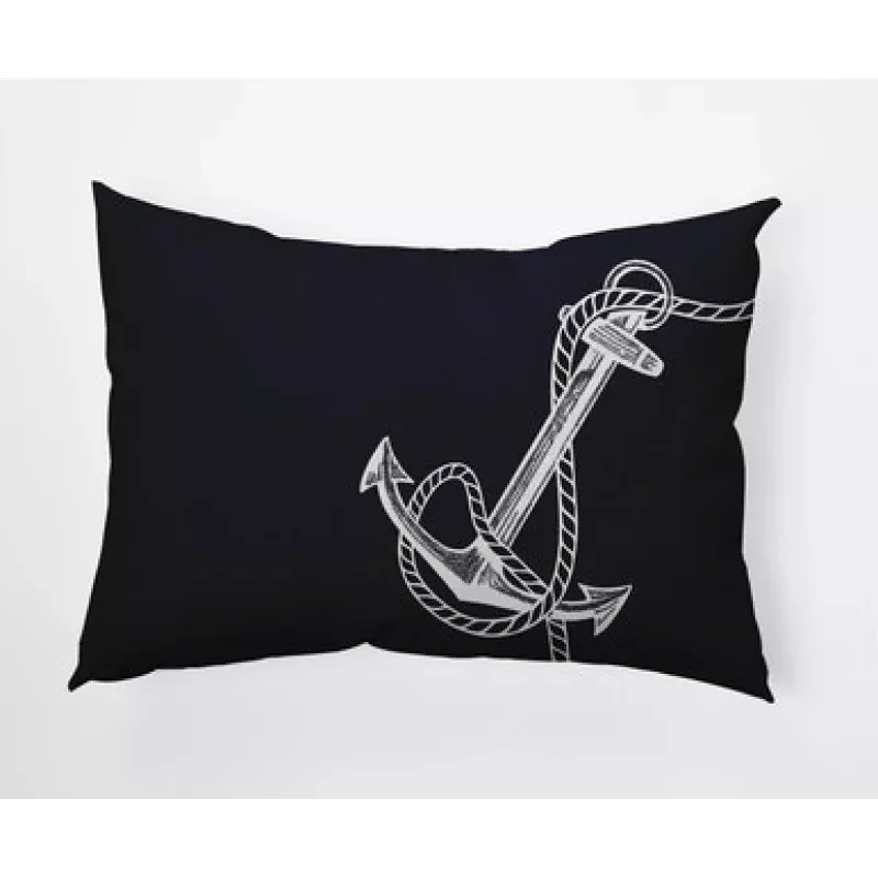 14 x 20 Blue & White Anchor Rectangular Outdoor Throw Pillow | Pool Central