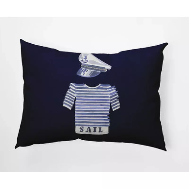 14 x 20 Blue & White Captain Uniform Rectangular Outdoor Throw Pillow | Pool Central