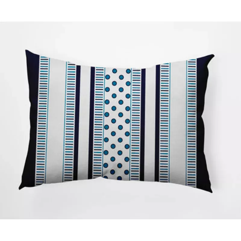 14 x 20 Blue & White Comb Dot Outdoor Throw Pillow | Pool Central