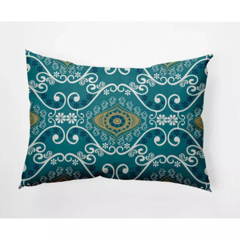 14 x 20 Blue & White Illuminate Rectangular Outdoor Throw Pillow | Pool Central