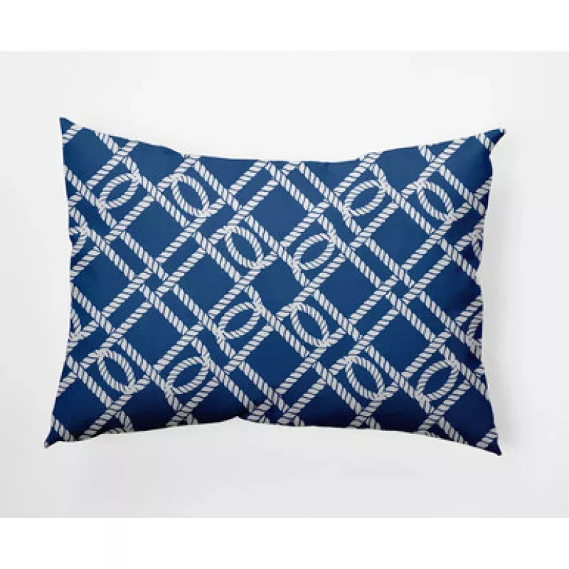 14 x 20 Blue & White Know the Ropes Rectangular Outdoor Throw Pillow | Pool Central