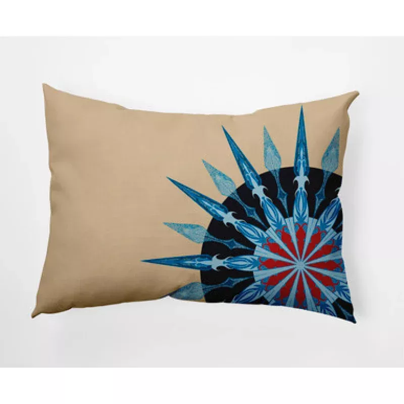 14 x 20 Brown & Blue Sailor’s Delight Rectangular Outdoor Throw Pillow | Pool Central