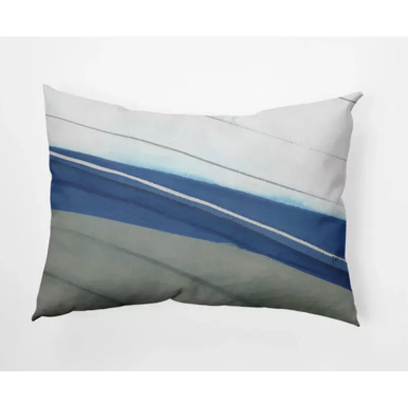 14 x 20 Gray & Blue Boat Bow Rectangular Outdoor Throw Pillow | Pool Central