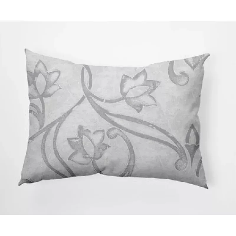 14 x 20 Gray Eleanor Flower Rectangular Outdoor Throw Pillow | Pool Central