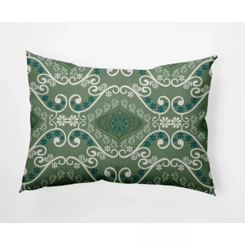 14 x 20 Green & Blue Illuminate Rectangular Outdoor Throw Pillow | Pool Central