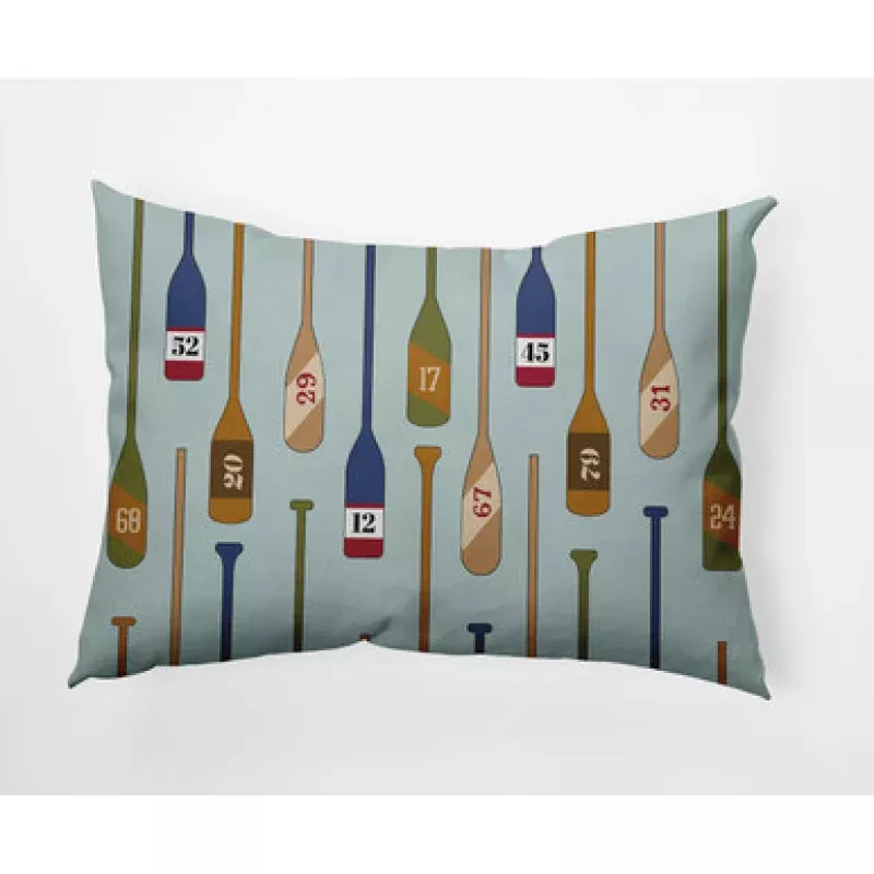 14 x 20 Green & Blue Oar Numbers Rectangular Outdoor Throw Pillow | Pool Central