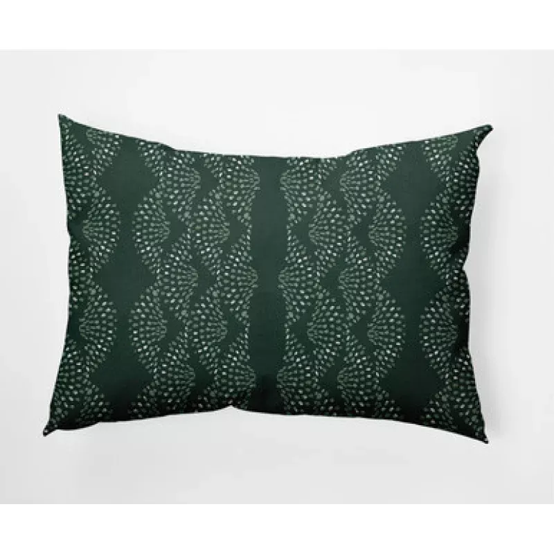 14 x 20 Green & White Dotted Decor Rectangular Outdoor Throw Pillow | Pool Central