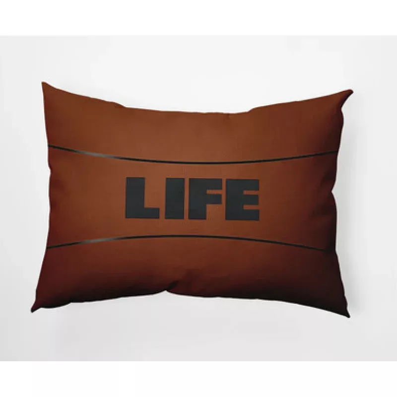 14 x 20 Orange & Black Life Rectangular Outdoor Throw Pillow | Pool Central