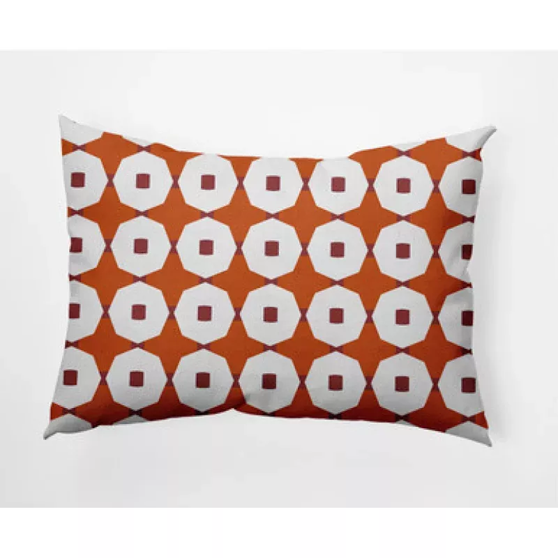 14 x 20 Orange & White Button Up Rectangular Outdoor Throw Pillow | Pool Central