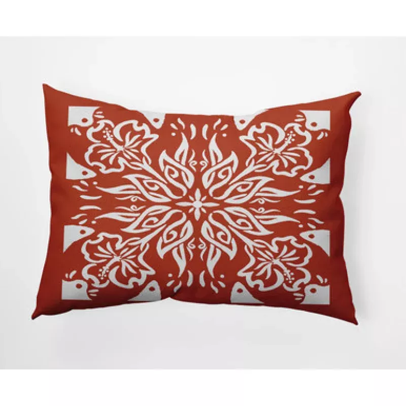 14 x 20 Orange & White Geometric Rectangular Outdoor Throw Pillow | Pool Central