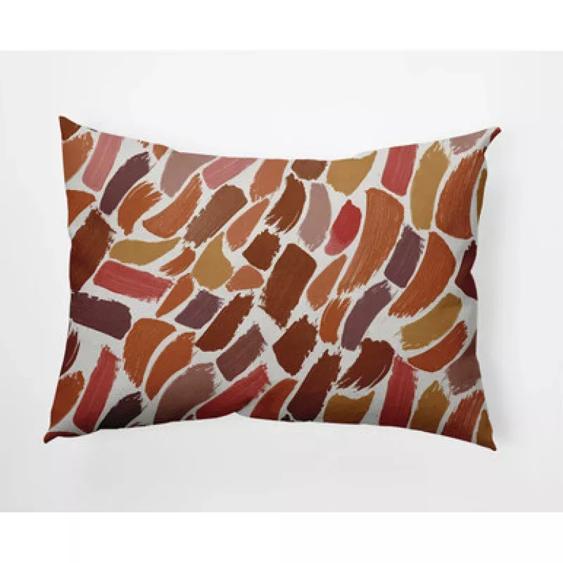 14 x 20 Orange & White Wenstry Rectangular Outdoor Throw Pillow | Pool Central
