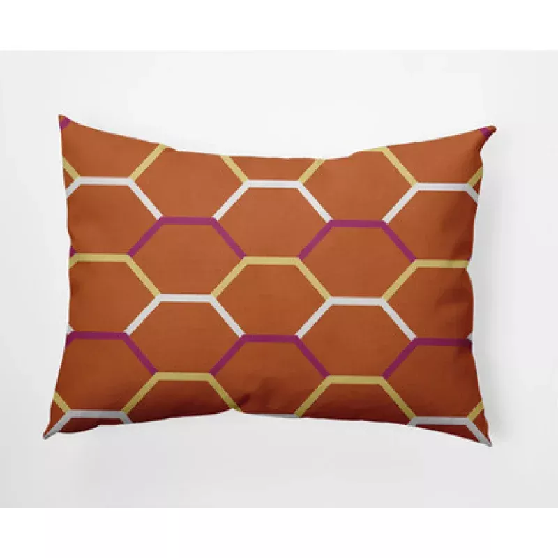 14 x 20 Orange & Yellow Honeycomb Hex Rectangular Outdoor Throw Pillow | Pool Central