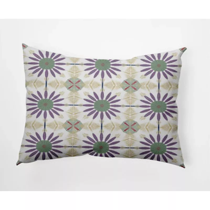 14 x 20 Purple & Green Chaney Rectangular Outdoor Throw Pillow | Pool Central