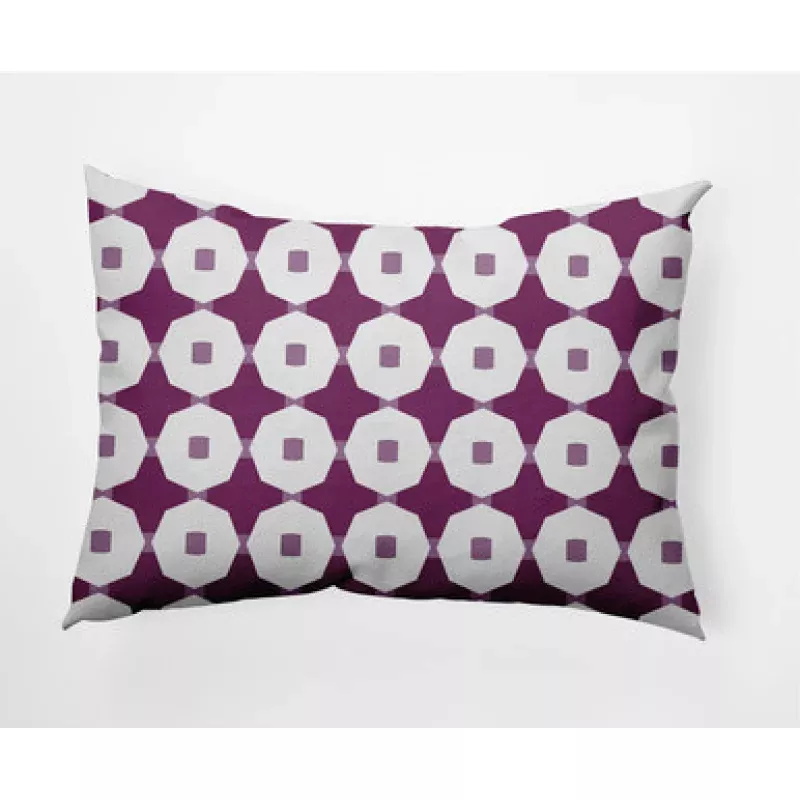 14 x 20 Purple & White Button Up Rectangular Outdoor Throw Pillow | Pool Central