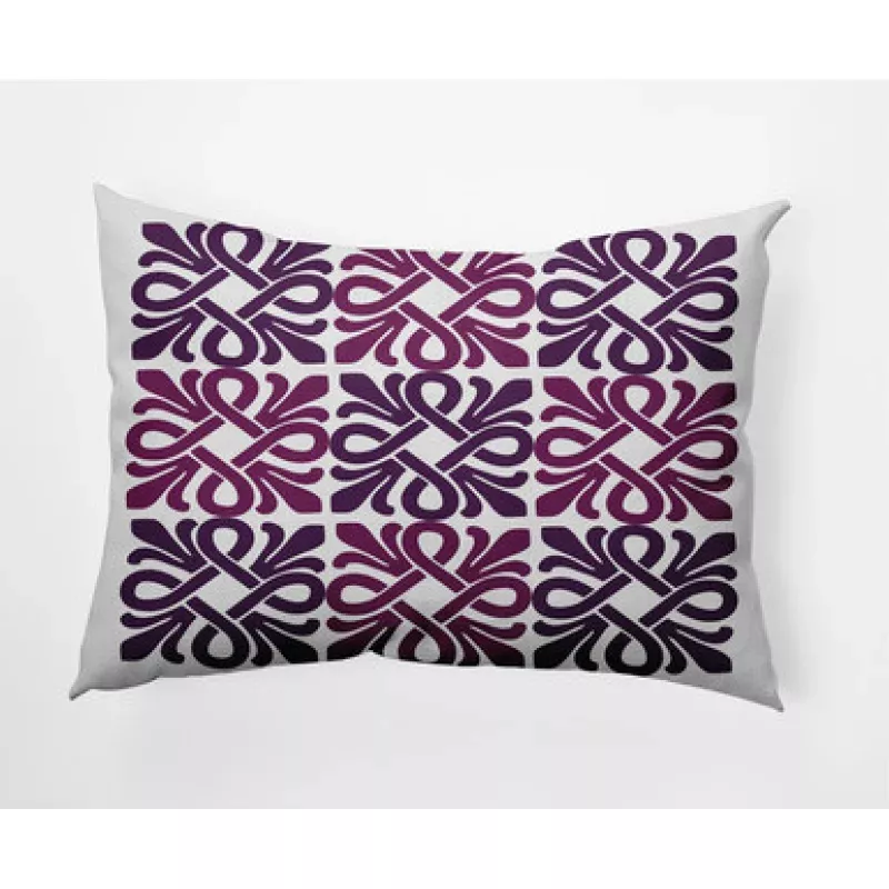 14 x 20 Purple & White Tiki Rectangular Outdoor Throw Pillow | Pool Central