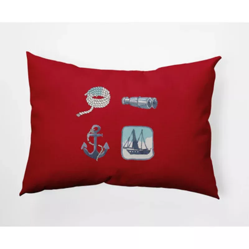 14 x 20 Red & Blue Sea Tools Rectangular Outdoor Throw Pillow | Pool Central