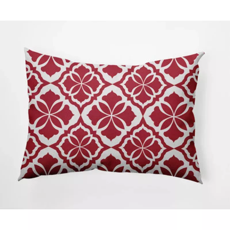 14 x 20 Red & White Ceylon Rectangular Outdoor Throw Pillow | Pool Central