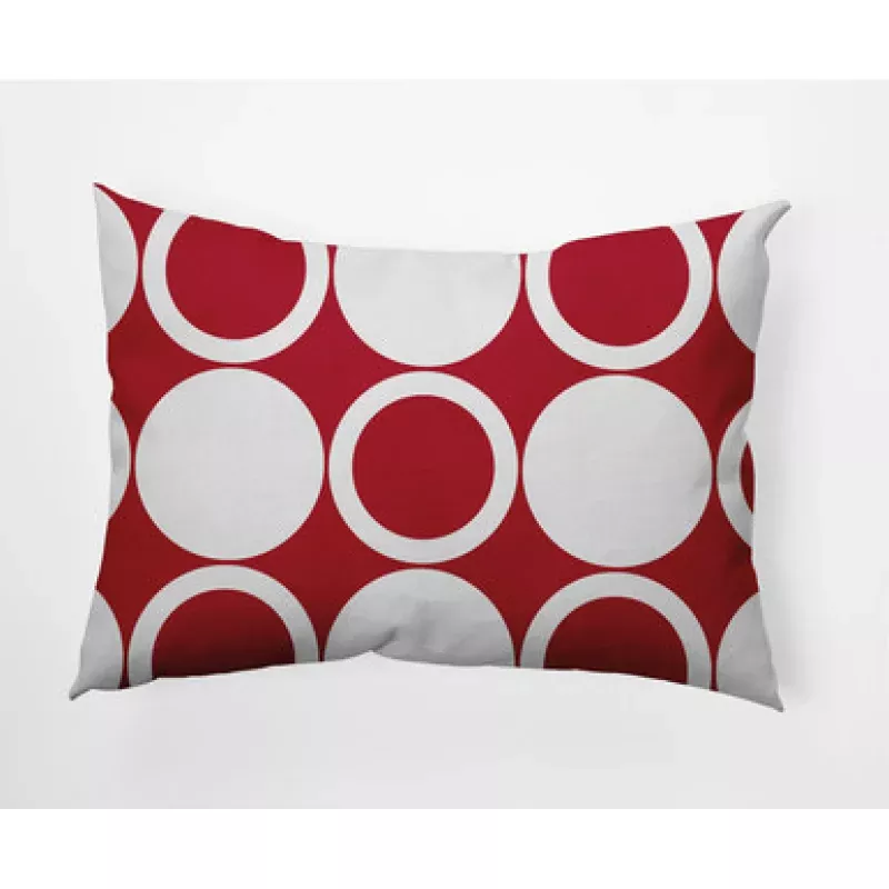 14 x 20 Red & White Mod Circles Rectangular Outdoor Throw Pillow | Pool Central