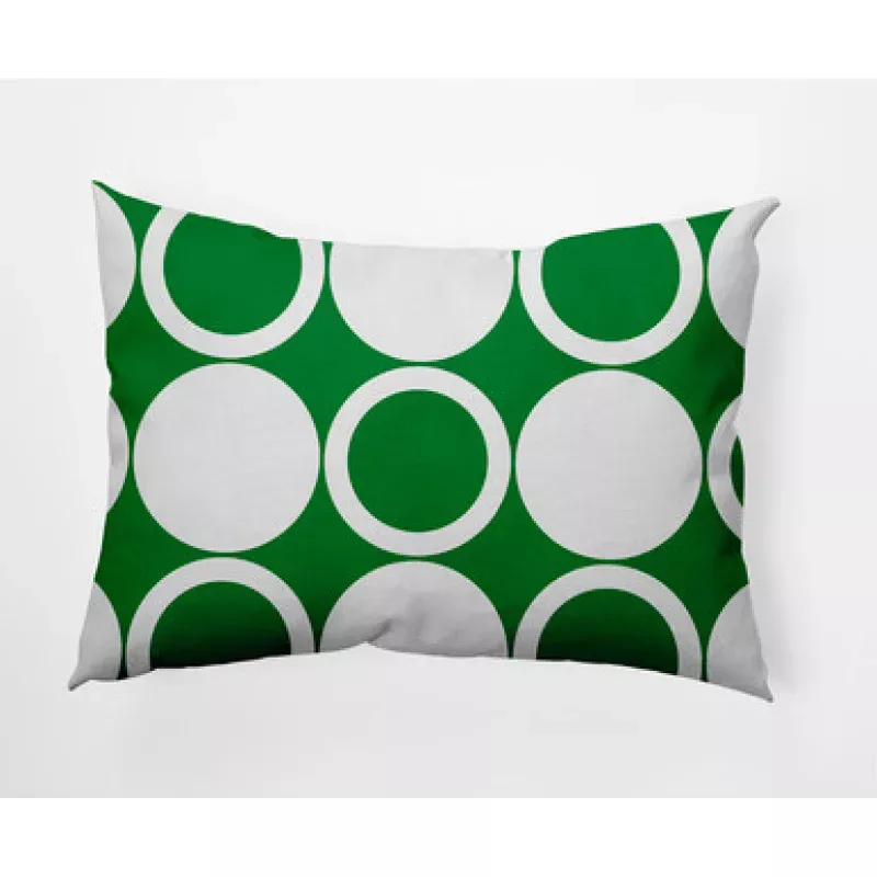 14 x 20 White & Green Mod Circles Rectangular Outdoor Throw Pillow | Pool Central
