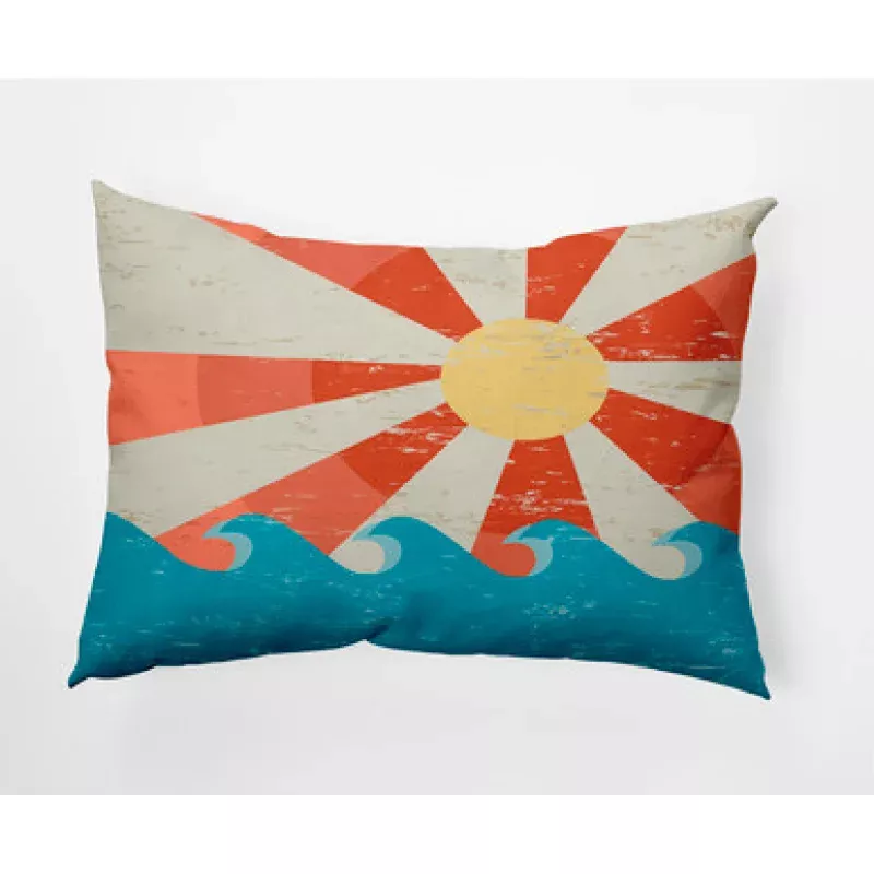 14 x 20 White & Orange Sunbeams Rectangular Outdoor Throw Pillow | Pool Central