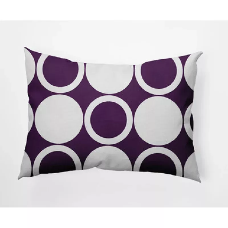 14 x 20 White & Purple Mod Circles Rectangular Outdoor Throw Pillow | Pool Central