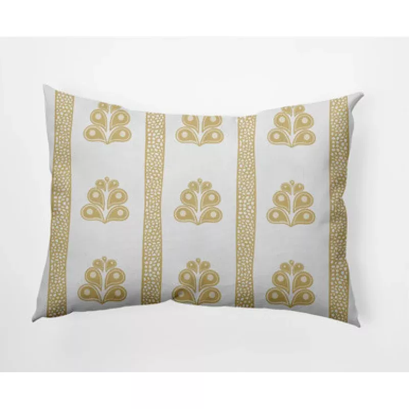 14 x 20 White & Yellow Wacky Stripe Rectangular Outdoor Throw Pillow | Pool Central