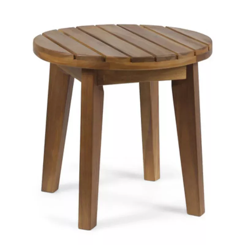 15.75 Cedar Brown Contemporary Round Outdoor Patio Side Table | Pool Central