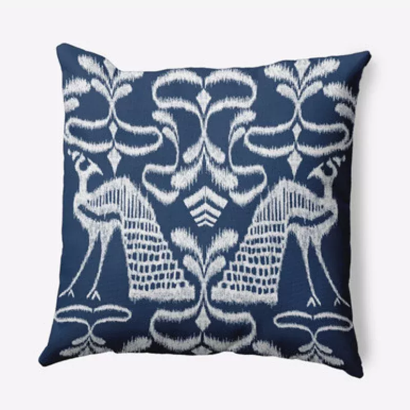16 x 16 Blue & White Crown Outdoor Throw Pillow | Pool Central