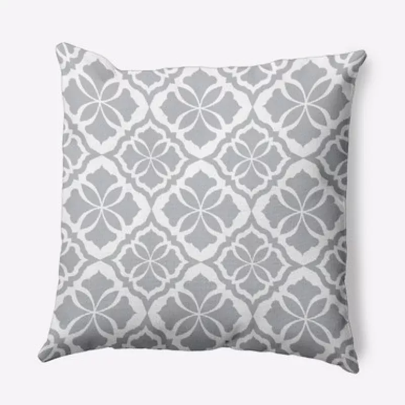 16 x 16 Gray & White Ceylon Square Outdoor Throw Pillow | Pool Central