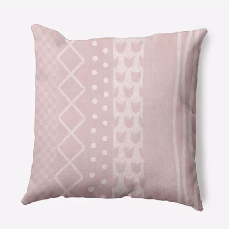 16 x 16 Pink & White Pattern Stripe Outdoor Throw Pillow | Pool Central