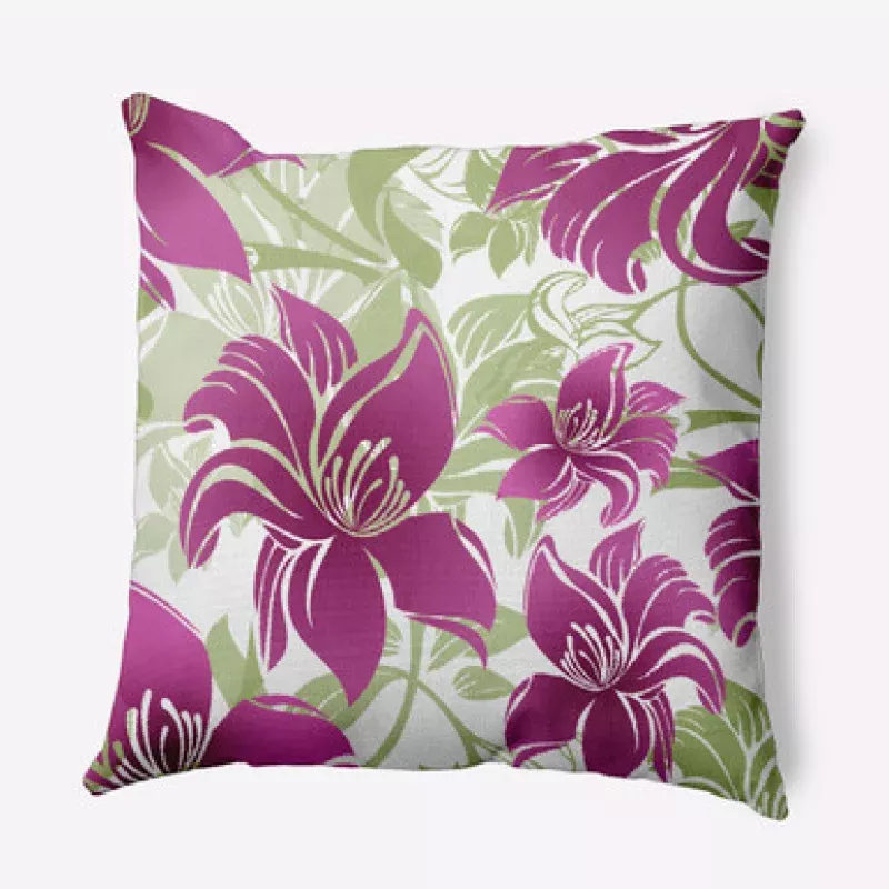 16 x 16 Purple & White Tree Mallow Throw Pillow | Pool Central