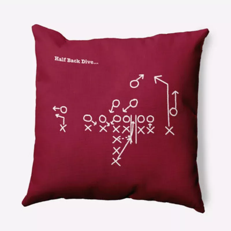 16 x 16 Red & White Half Back Dive… Square Outdoor Throw Pillow | Pool Central