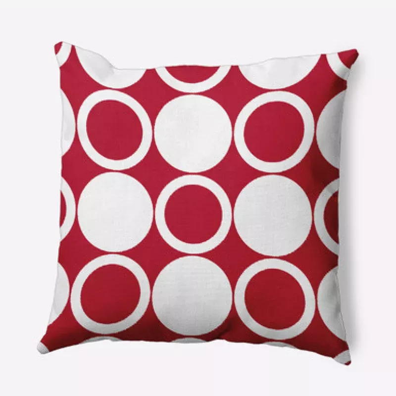 16 x 16 Red & White Mod Circles Outdoor Throw Pillow | Pool Central