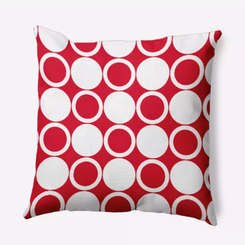 16 x 16 Red & White Small Mod Circles Outdoor Throw Pillow | Pool Central