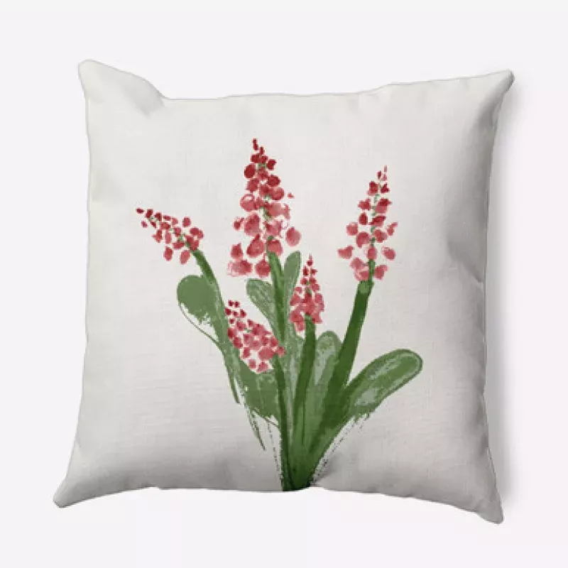 16 x 16 White & Red Bluebell Outdoor Throw Pillow | Pool Central